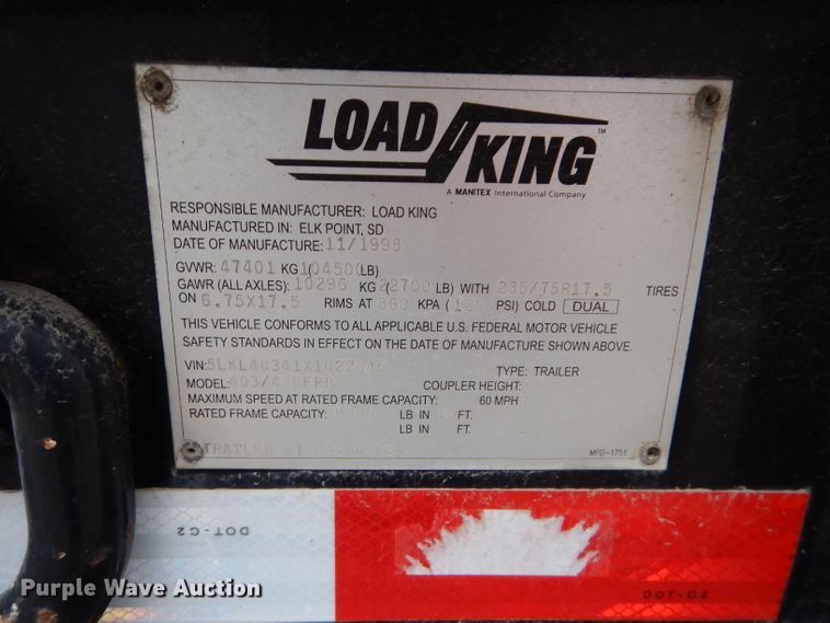 image for item DI8420 1999 Load King 403 loyboy equipment trailer