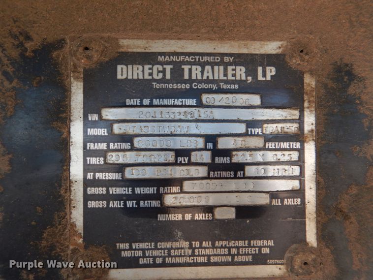 image for item DJ0328 2006 Direct Trailer DT48STWSAW flatbed trailer