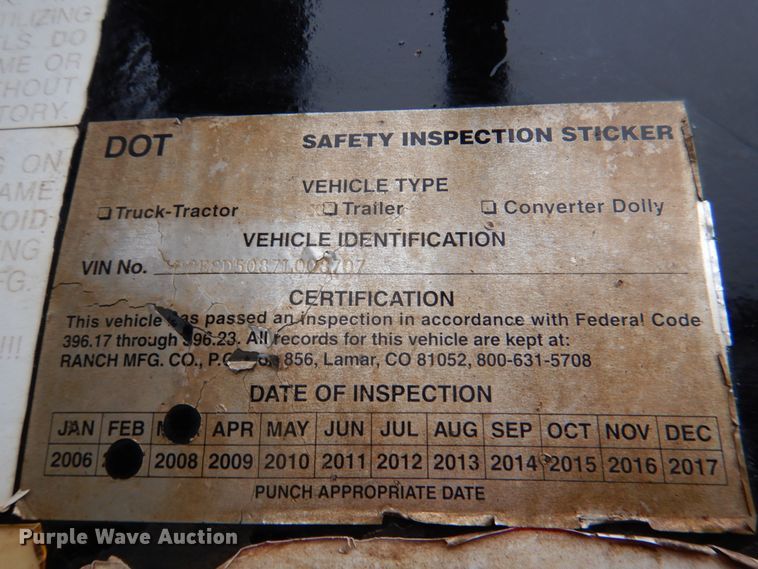 image for item DJ0349 2007 Ranch end dump trailer