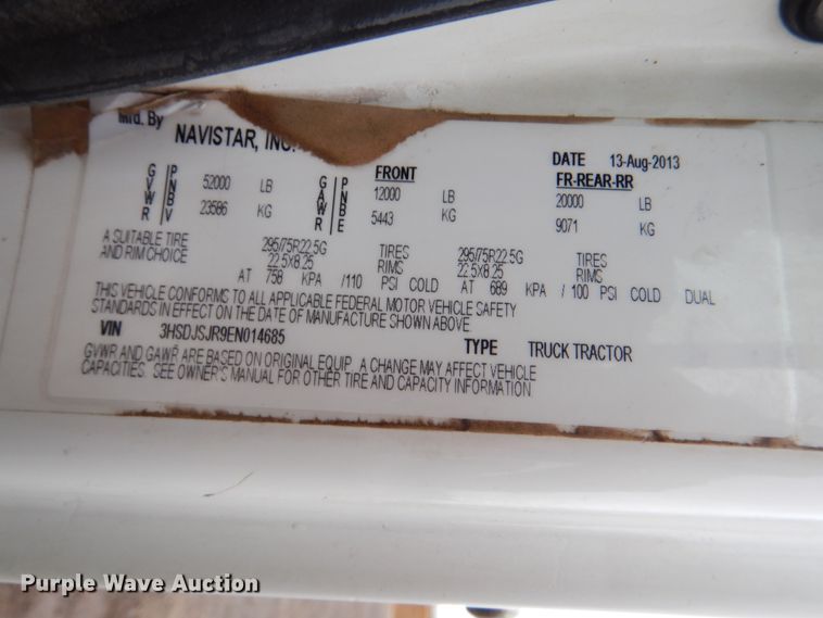 image for item DJ0350 2014 International ProStar  semi truck