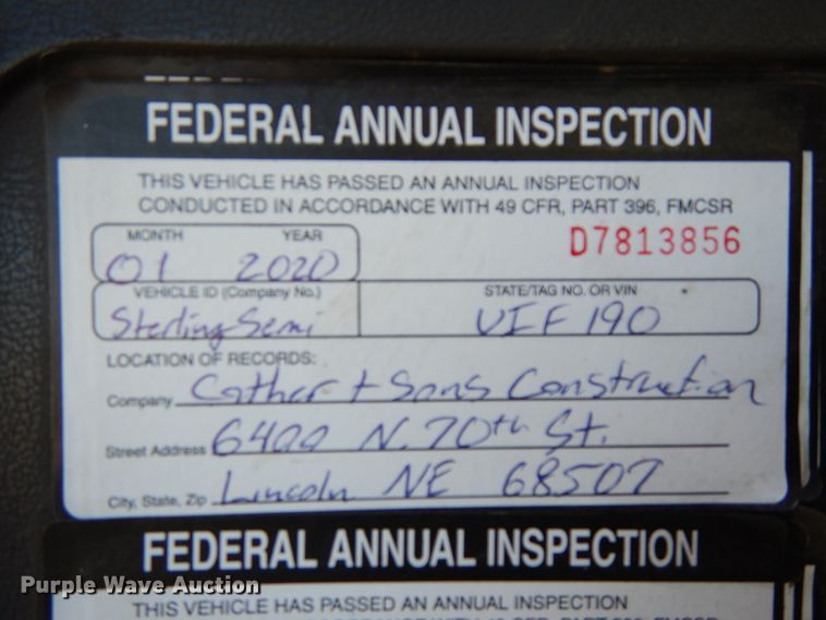 image for item DJ5823 2000 Sterling AT9513  semi truck