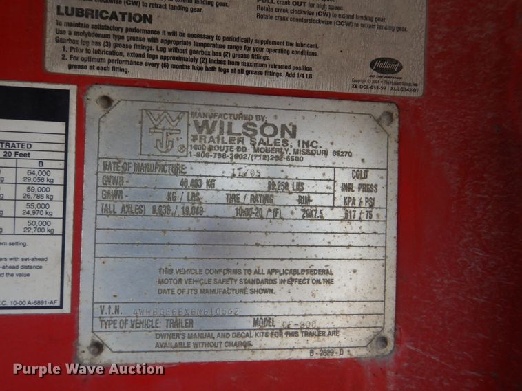 image for item DJ8537 2006 Wilson CF900 flatbed trailer