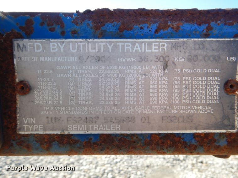 image for item DJ8574 2005 Utility FS2CHS flatbed trailer