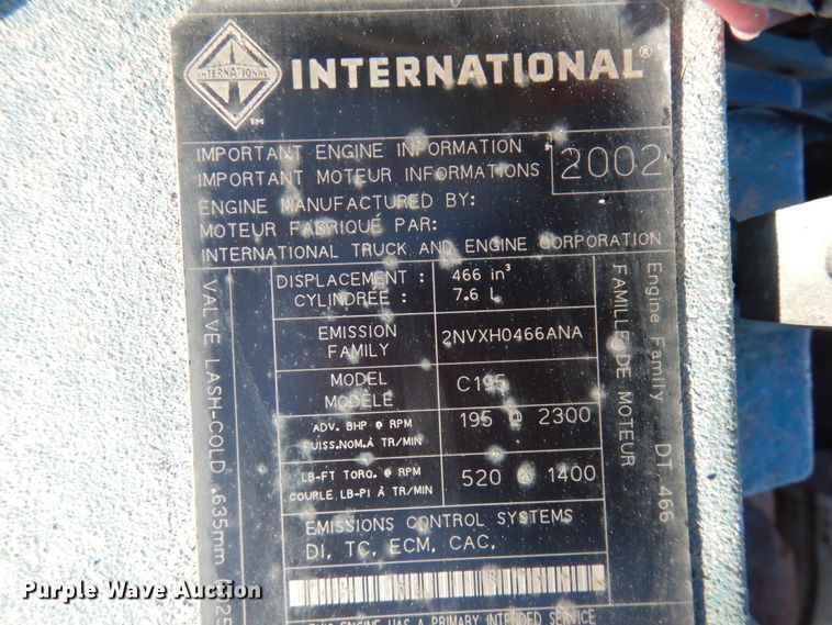 image for item HD9187 2002 International C195 six cylinder diesel engine