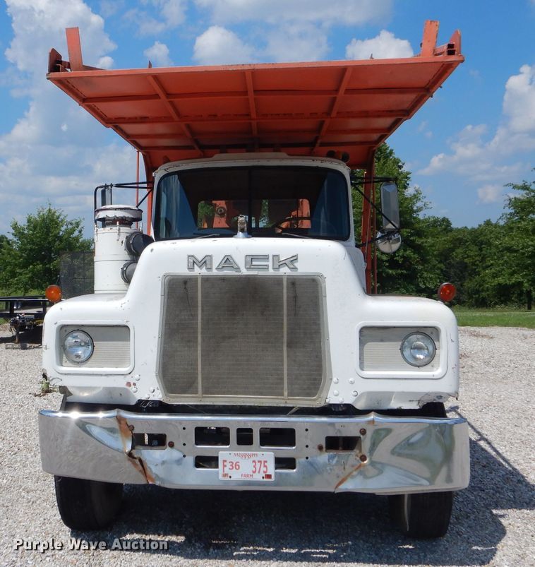 image for item HM9676 1979 Mack R686ST  flatbed truck with Big John tree transplanter