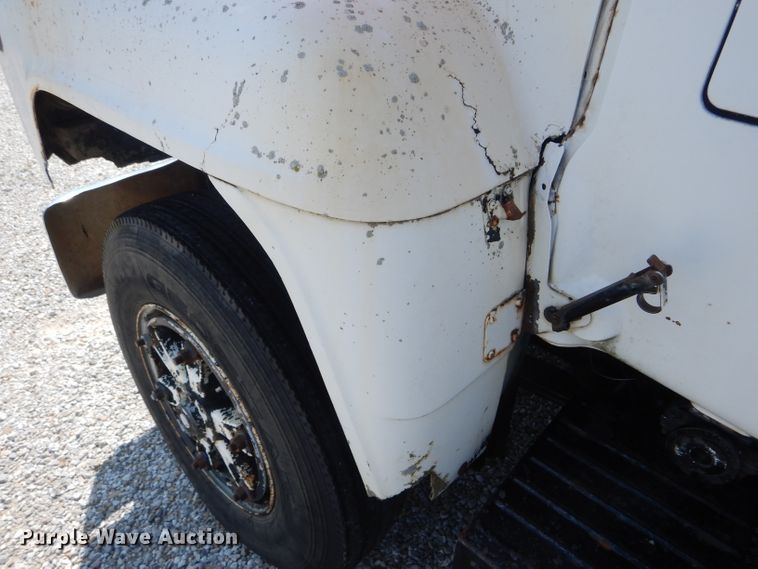 image for item HM9676 1979 Mack R686ST  flatbed truck with Big John tree transplanter