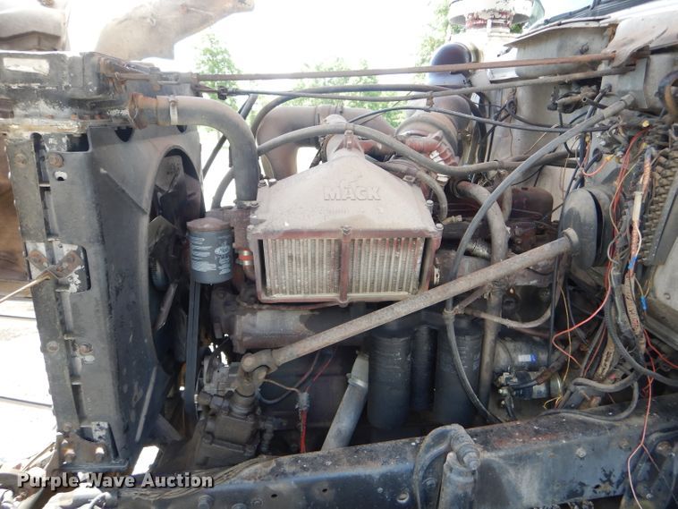 image for item HM9676 1979 Mack R686ST  flatbed truck with Big John tree transplanter