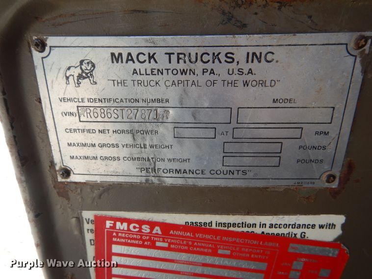 image for item HM9676 1979 Mack R686ST  flatbed truck with Big John tree transplanter