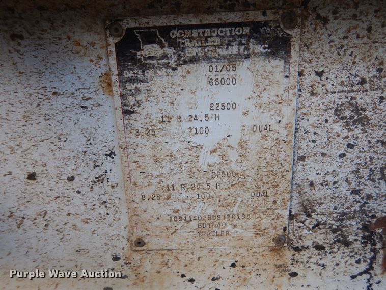 image for item HU9792 2005 Construction Trailer Specialists BDT-40 bottom dump trailer