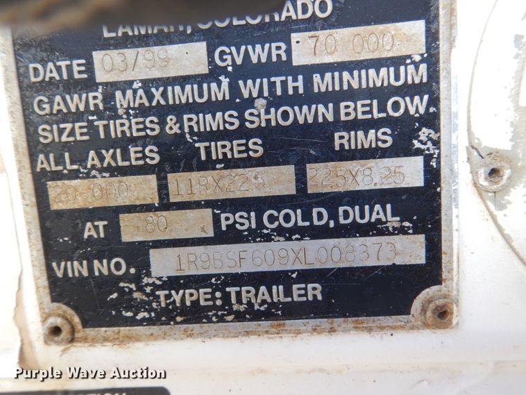 image for item HU9794 1999 Ranch Manufacturing Co bottom dump trailer