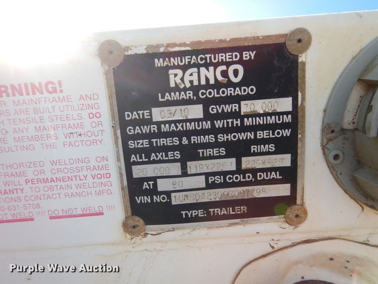 image for item HU9795 2009 Ranco bottom dump trailer