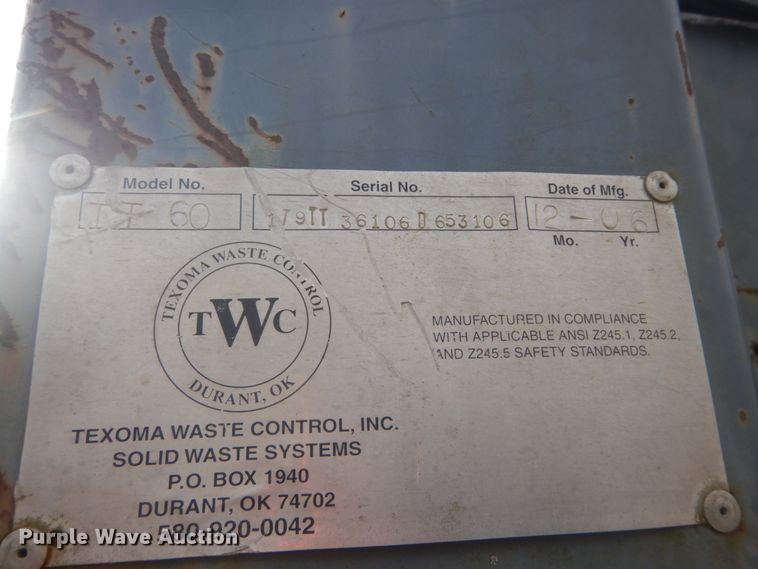 image for item HV9545 2006 Texoma Waste Control TT60 ejection trailer