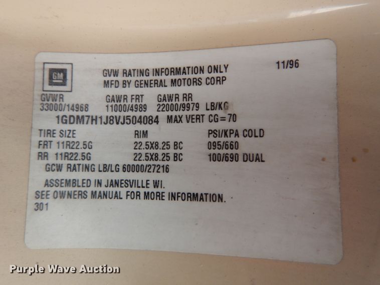 image for item DI1069 1997 GMC TopKick  utility truck with crane