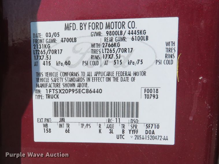 image for item DI3819 2005 Ford F250 Super Duty XLT  SuperCab pickup truck