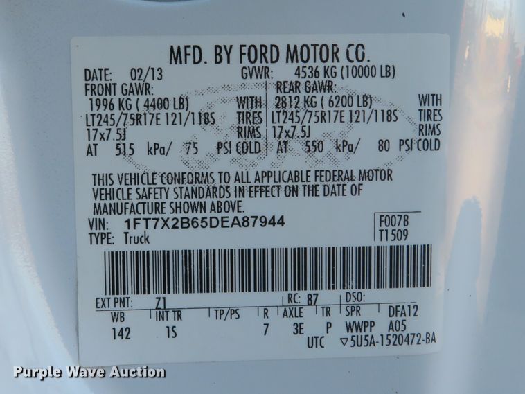 image for item DI3919 2013 Ford F250 Super Duty XL  SuperCab pickup truck