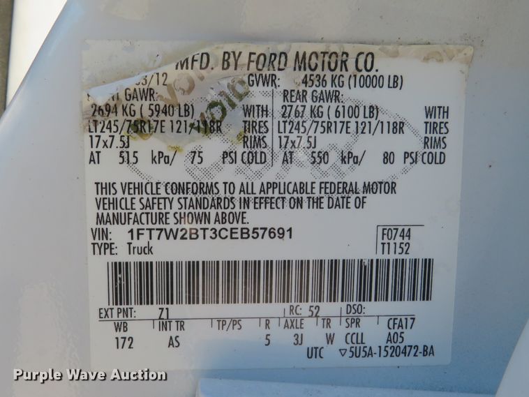 image for item DI3941 2012 Ford F250 Super Duty XL  Crew Cab pickup truck