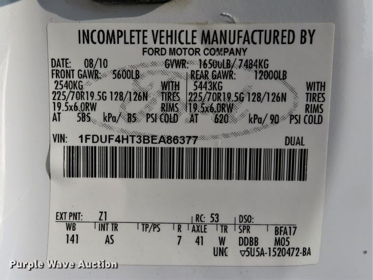 image for item DI3956 2011 Ford F450 Super Duty XL  dump truck