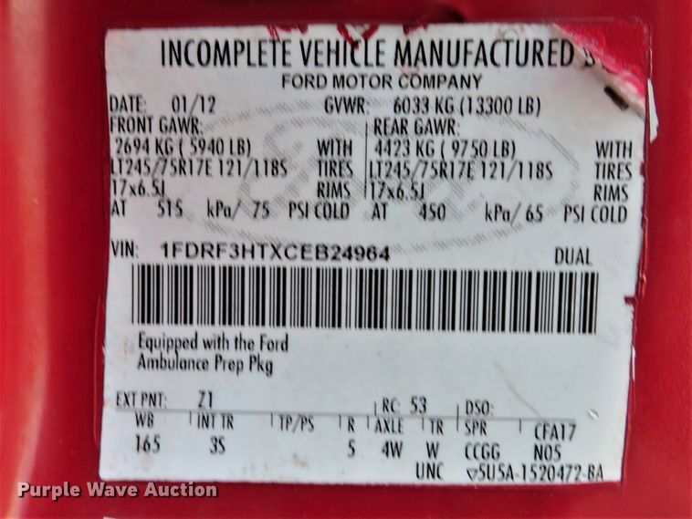 image for item DI3974 2012 Ford F350 Super Duty XLT  pickup truck cab and chassis