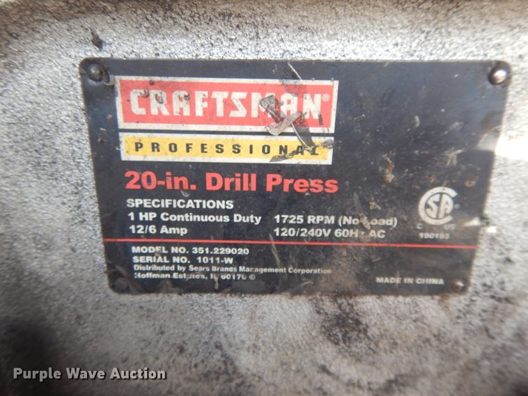 image for item DI8223 Craftsman 351.229020 drill press