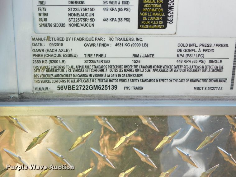 image for item DJ5852 2016 MTI MSCT 8.5X27TA3 enclosed cargo trailer