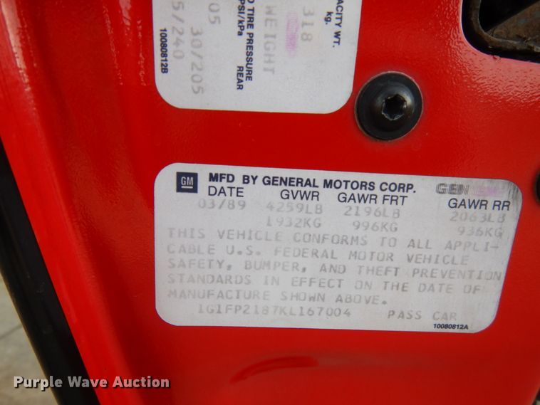 image for item DJ6063 1989 Chevrolet Camaro IROC-Z