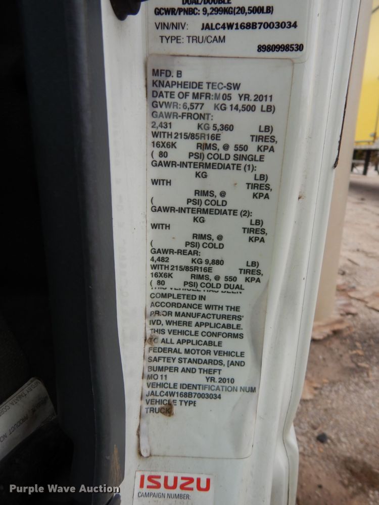 image for item DJ6743 2011 Isuzu NPR  box truck