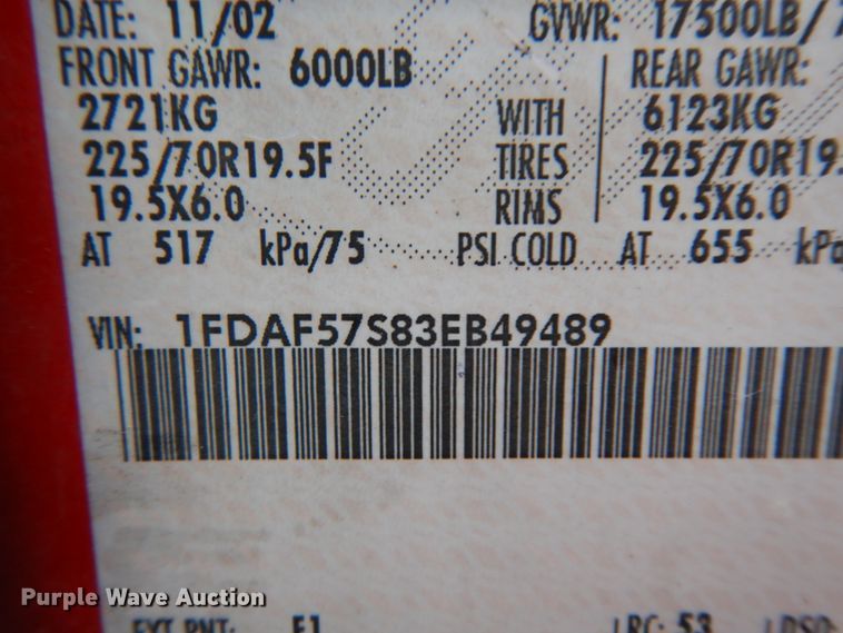 image for item DJ8123 2003 Ford F550 Super Duty  dump truck