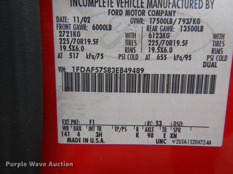 image for item DJ8123 2003 Ford F550 Super Duty  dump truck