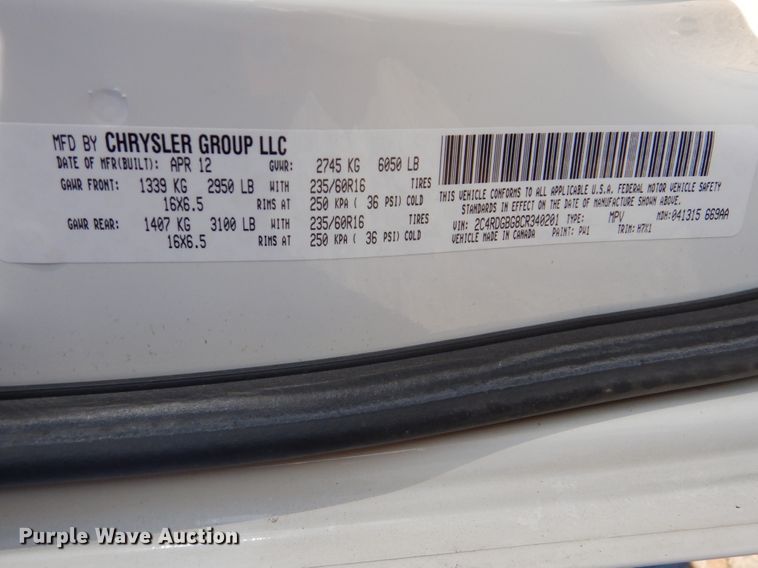 image for item DJ8532 2012 Dodge Grand Caravan  van