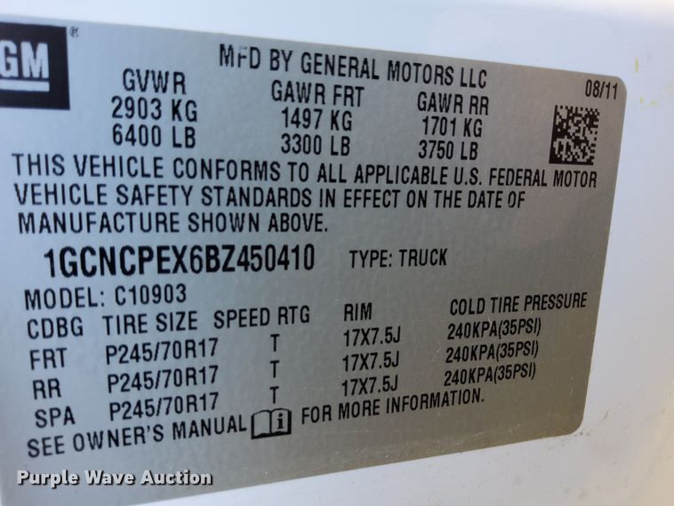 image for item DY9639 2011 Chevrolet Silverado 1500  pickup truck