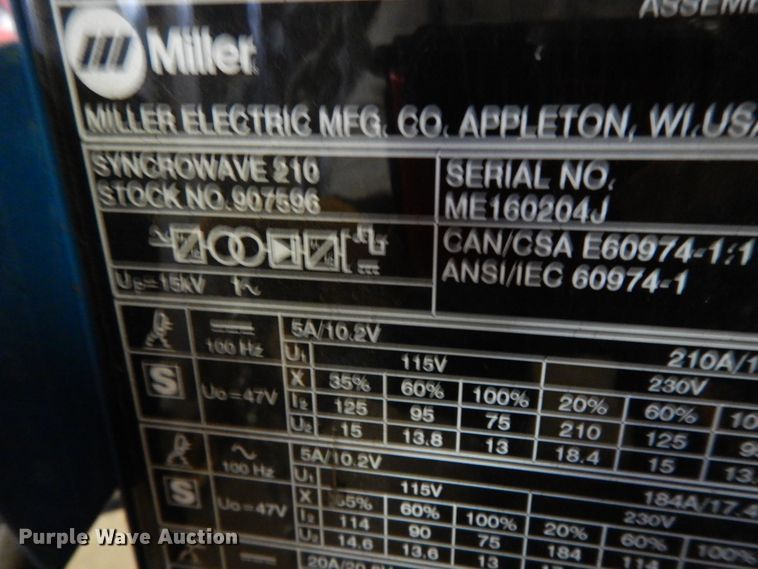 image for item FG9748 Miller Syncrowave 210 TIG welder
