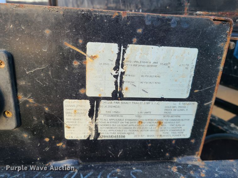 image for item HM9373 2017 Maxey tilt deck equipment trailer