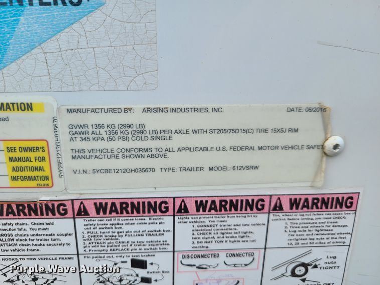 image for item HM9386 2016 Arising enclosed cargo trailer