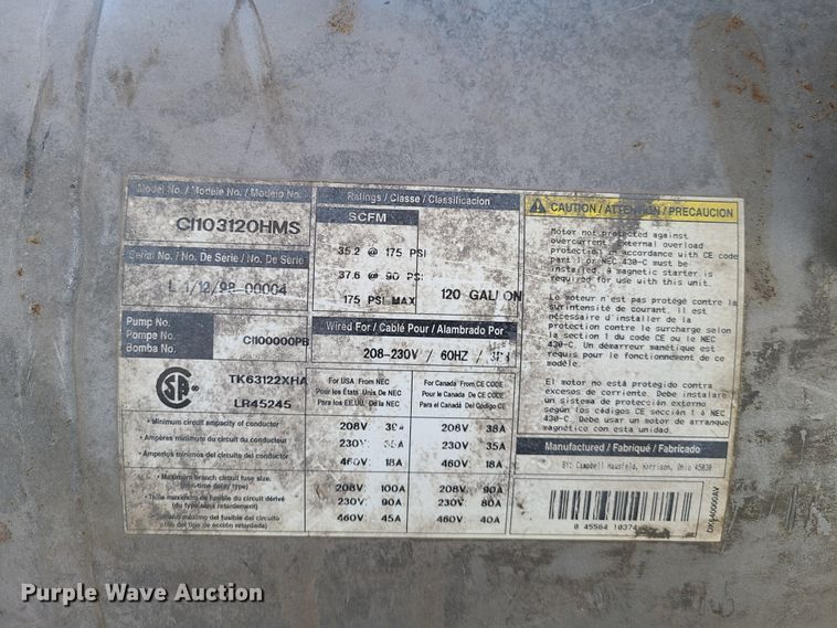 image for item HM9414 Campbell Hausfeld air compressor