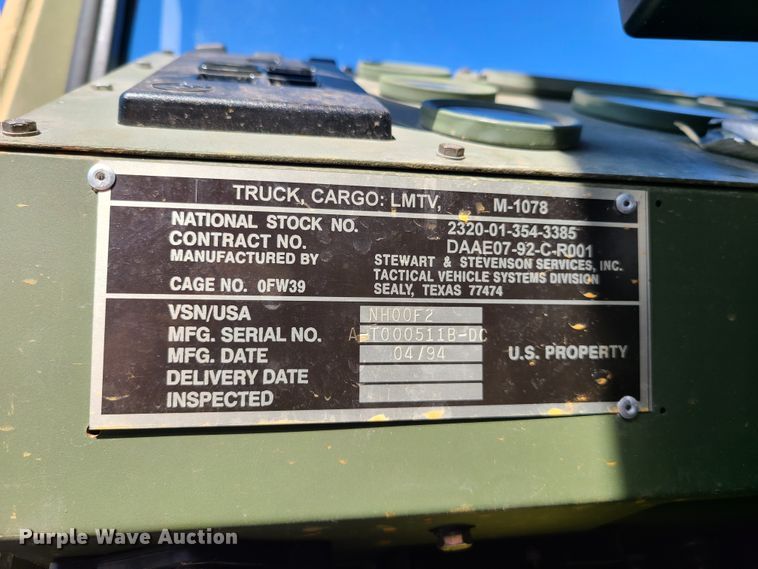 image for item HM9771 1994 Stewart & Stevenson M1078  flatbed truck