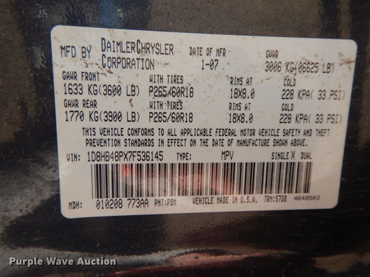 image for item HP9068 2007 Dodge Durango SLT  SUV