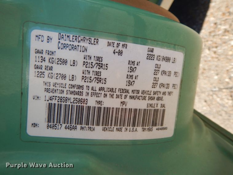 image for item HP9069 2000 Jeep Cherokee  SUV