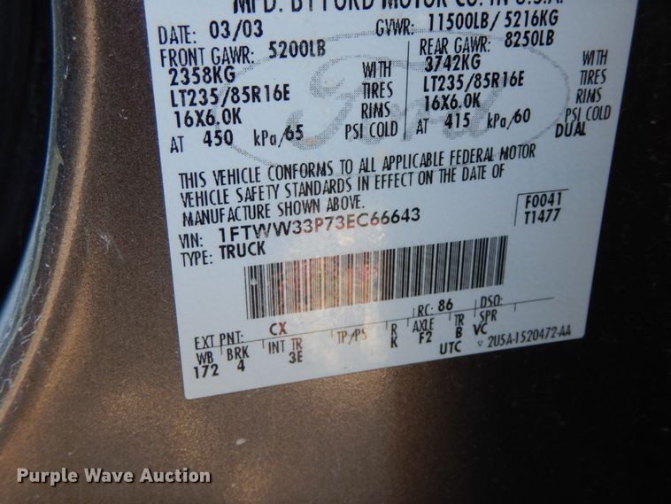 image for item HP9087 2003 Ford F350 Super Duty XLT  Crew Cab pickup truck