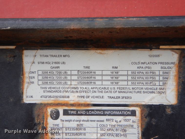 image for item HU9800 2006 Titan equipment trailer