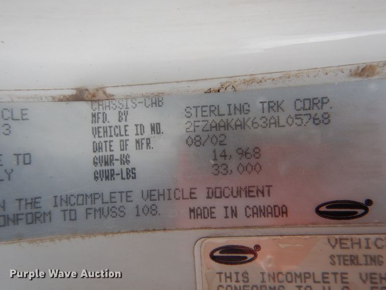 image for item HX9048 2003 Sterling Acterra  fuel truck