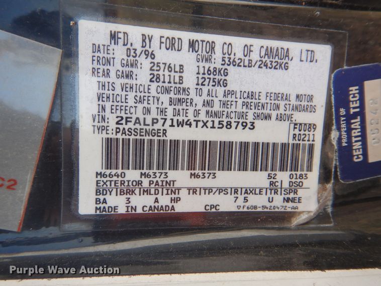 image for item HY9980 1996 Ford Crown Victoria Police Interceptor