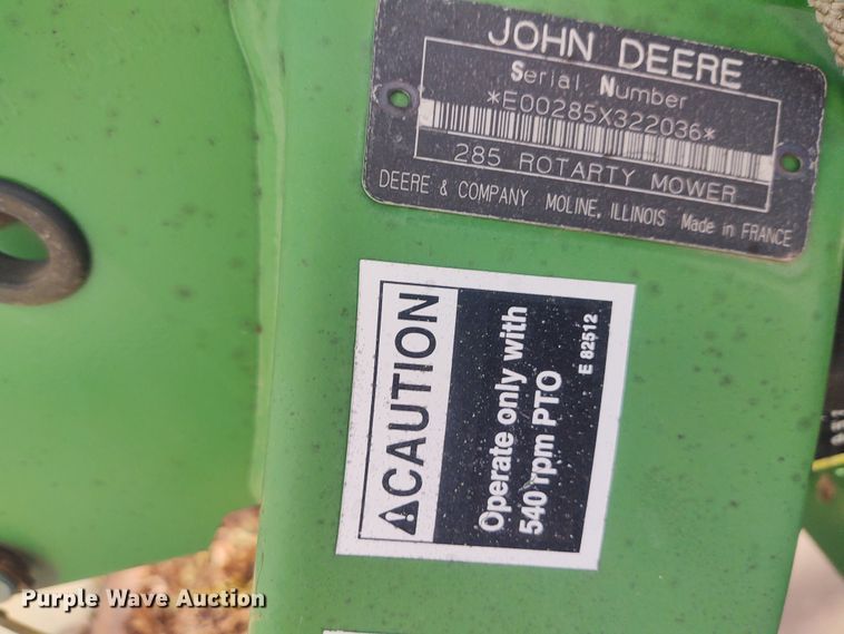 image for item FY9776 John Deere 285 disc mower