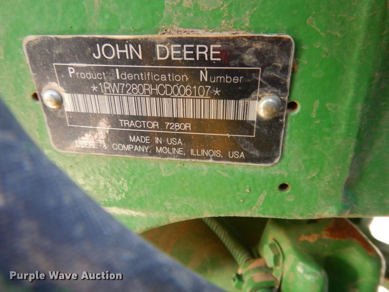 image for item DE2486 2012 John Deere 7280R  MFWD tractor