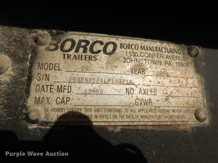 image for item DE2513 1990 Borco DS end dump trailer