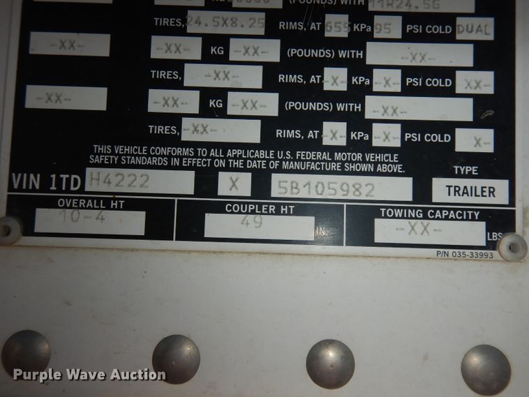 image for item DE2552 2005 Timpte Super Hopper double hopper bottom grain trailer