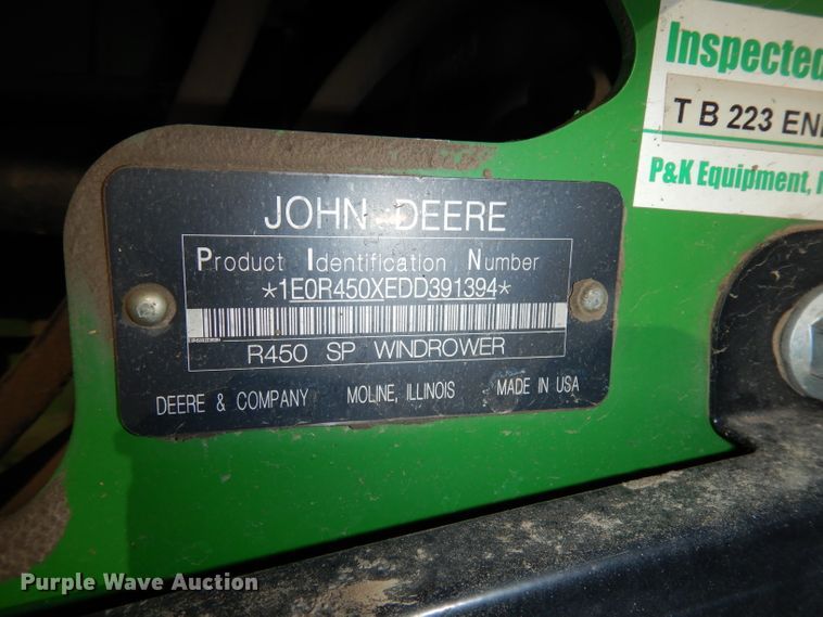 image for item DE2569 2013 John Deere R450  windrower