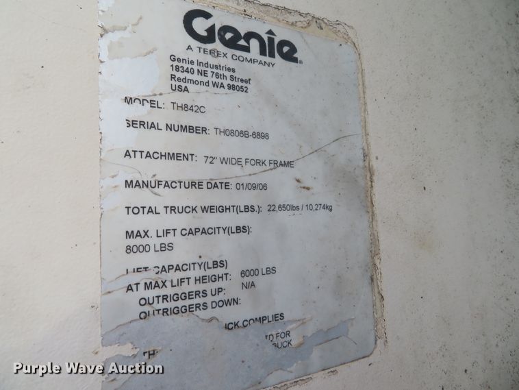 image for item DH0569 2006 Terex TH842C  telehandler