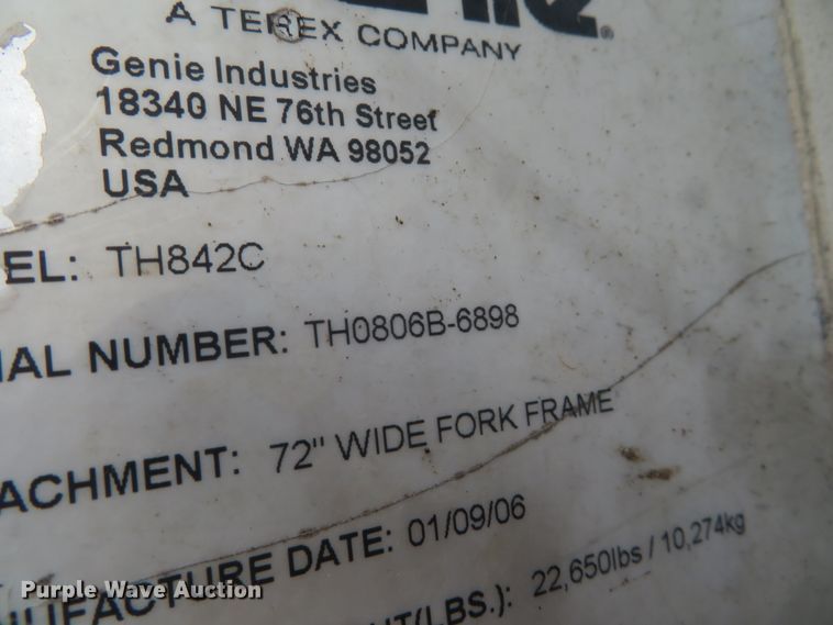 image for item DH0569 2006 Terex TH842C  telehandler