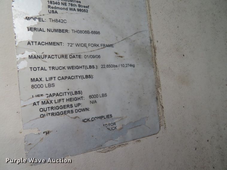 image for item DH0569 2006 Terex TH842C  telehandler