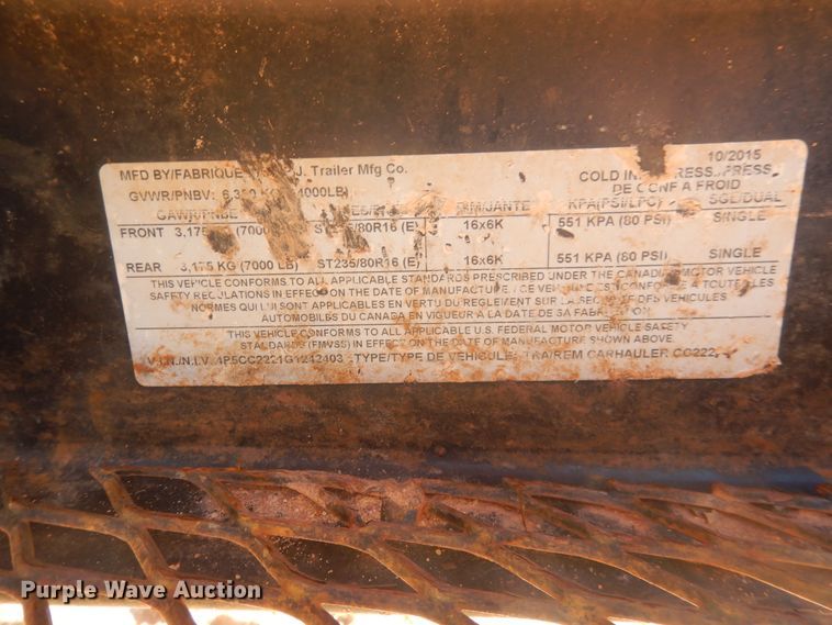 image for item DI3627 2016 PJ equipment trailer